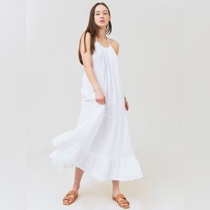 Stark X Gauzy Cotton Halter Dress in white size small